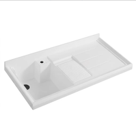 Évier de buanderie simple en pierre artificielle avec planche à laver intégrée, robuste, en quartz, pour le lavage du linge, design moderne, garantie 5 ans