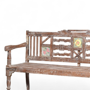 BANCO DE MADERA Estilo tradicional Banco de jardín de madera duradero Muebles para el hogar Mix & Match Decoración vintage-MOQ 1 contenedor solamente - Product Image 2