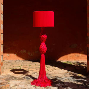 Lampe sur pied moderne LED E27 de <span class=keywords><strong>style</strong></span> bohème rétro avec base en métal et pompon tissé à la main - Product Image 5