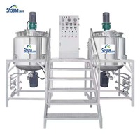 Tanque de Mezcla con Calentamiento y Revestimiento de Acero Inoxidable con Agitador para Champú, Jabón Líquido, Detergente, Cosméticos y Alimentos