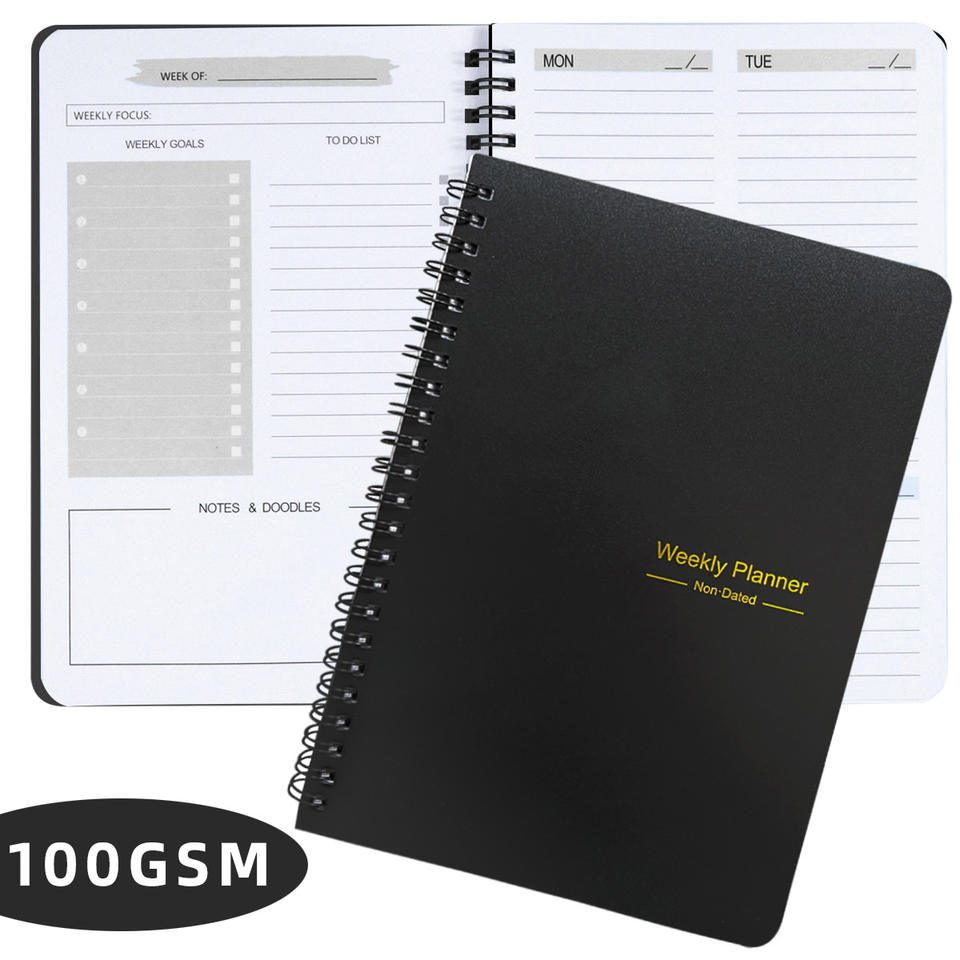 In Stock Spiral Notebook 52 Week Planner A5 Circle Schedule 100gsm Pp Cover Hard Cover English Version With 100 Inner Pages