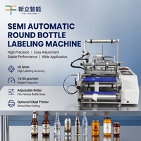 Machine d'étiquetage semi-automatique pour bouteilles rondes, applicateur d'autocollants auto-adhésifs pour canettes de bière et de boissons, pour ligne d'emballage