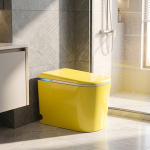 WC intelligent sur pied à détection automatique avec télécommande, siège chauffant, 55 cm allongé, petit format, en céramique, avec siphon S intégré - Product Image 1