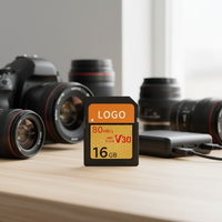 Kartu SD 16GB/32GB/64GB/128GB/256GB Kecepatan Tinggi SD3.0 Kelas 10 U3 V30 dengan Kecepatan Baca 80MB/s/Kecepatan Tulis 30MB/s untuk Kamera, Drone, Ponsel, Tablet