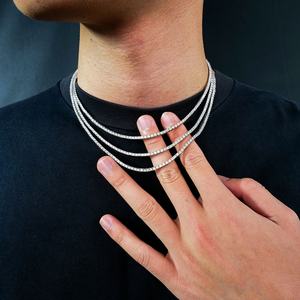 Chaîne tennis en argent 925 avec moissanite ronde taille brillant, 2 mm, D VVS1, 10 g, style hip-hop, collier glacé, cadeaux, bijoux, vente en gros - Product Image 4