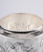 Fournisseur d'usine – Ornement de maison classique en argent sterling 999 martelé à la main, résistant à la chaleur, grande capacité, ensemble de théière portable