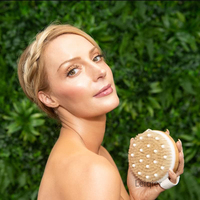 Ensemble Brosses Corporelles en Bois Exfoliantes à Poils Naturels Peau Douce avec Logo Personnalisé, Incluant 1 Brosse Sèche Visage et 1 Brosse Corporelle