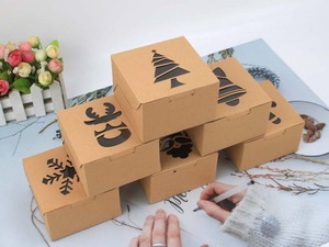 Christmas Chocolate Cookie Kraft Paper Gift Boxes Party Bakery Folding Cake Box with <b>Window</b> - Product Image 3
