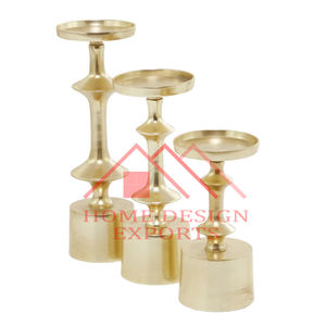 Piliers de bougies anciens en aluminium doré avec plateau pour centres de table et décoration de mariage 2024 Dernière décoration intérieure - Product Image 4