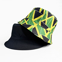 Topi Bucket Desain Bendera Jamaika Pola Kustom Unisex Dewasa Untuk Promosi Acara Perayaan Festival Penggunaan Sehari-hari Grosir