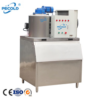 Machine à glace en flocons d'eau de mer PECOLD industrielle 2,5 tonnes 3 phases 1-30 tonnes/jour 400-1000 kg Noir 108 PLC Compresseur Bristol