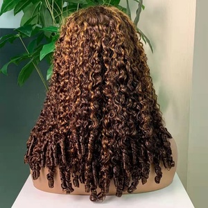 Perruque sans colle 5x5 avec fermeture en dentelle, perruque bouclée Pixie, bonnet respirant, perruques bouclées avec tresses, cheveux humains, dentelle frontale pour femmes - Product Image 1