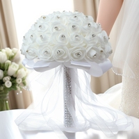 Nouveau bouquet de roses artificielles pour mariage, bouquet de mariée blanc pour mariage, fleur à tenir à la main
