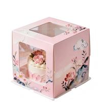 Boîte à gâteau carrée de 4 pouces avec fenêtre transparente, emballage alimentaire portable pour gâteaux d'anniversaire, mousses et pâtisseries