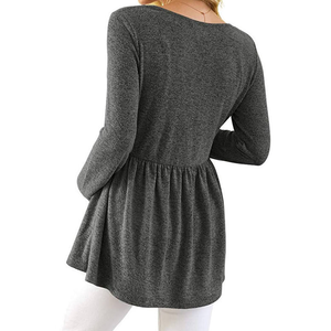 Hauts de maternité personnalisés doux et respirants de style européen à manches longues, avec ourlet évasé plissé, <span class=keywords><strong>t</strong></span>-shirts décontractés pour la <span class=keywords><strong>grossesse</strong></span> printemps-é<span class=keywords><strong>t</strong></span>é - Product Image 2