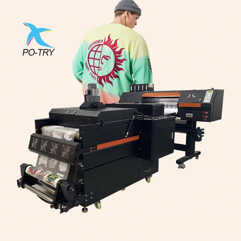 POTRY 티셔츠 용 자동 60Cm 너비 대형 포메이트 원 프린트 헤드 Dtf 프린터