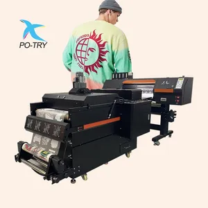 POTRY อัตโนมัติ60ซม.ความกว้างขนาดใหญ่รูปแบบหนึ่งหัวพิมพ์ Dtf เครื่องพิมพ์สำหรับเสื้อยืด