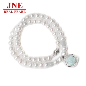 Natürliche Perlenkette Weiße Runde Perlen Jade-Rosenperlen-Halskette Muttertagsgeschenk für Ältere Muttertag - Product Image 5