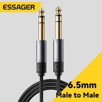 Câble audio tressé haute fidélité Essager ES-YP26 6,5 mm mâle-mâle pour microphone, haut-parleur, guitare, mixeur, amplificateur