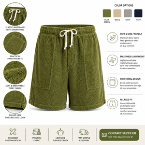 Custom Terry <b>Towelling</b> Sports Terry Sweat <b>Shorts</b> Loose Pure Color Jogging Casual <b>Men's</b> <b>Shorts</b> - Product Image 2