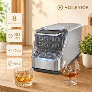 Máquina de Hielo Automática 2026 Pro SC-6219, 8 Esferas, 30 Minutos, 30 KG/Día, 3 cm, Liberación de Hielo Cristalino, 60 dB, OEM y ODM, CE, para Hogar y Bar - Product Image 1