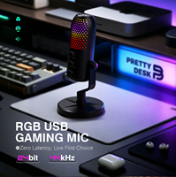 Microphone à condensateur USB sans fil SU1 24 bits/44 kHz RGB avec suppression du bruit pour le streaming, les podcasts et l'enregistrement sur ordinateur