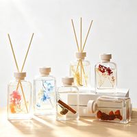 Vente en gros de flacons diffuseurs d'arômes en verre plat carré de 200 ml, imprimés à l'écran, transparents, portables, pour l'emballage d'aromathérapie