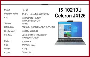 โรงงานร้อนขายแล็ปท็อปบาง14นิ้ว11Th Gen I7แล็ปท็อปที่ใช้แล็ปท็อป I7หน้าจอสัมผัส