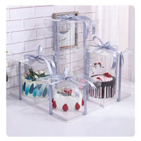 Nouvelle arrivée, boîte à gâteau en plastique transparent, récipient à dessert transparent, boîte d'emballage cadeau haut de gamme pour gâteaux sans ruban