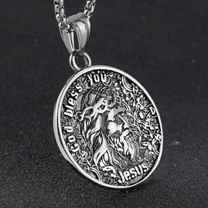 Nuevo Collar con Colgante de Jesús Vintage de Acero Inoxidable para Hombre, Joyería Religiosa con Corona de Espinas para Cristianos - Product Image 3