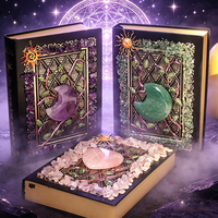 Carnet de notes en cristal naturel fait main, motif cœur et étoile, livre magique de sorcière, cadeau de Noël pour filles, best-seller