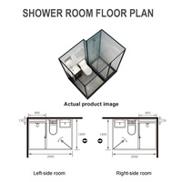 Cabine de douche préfabriquée tout-en-un YEETE avec meuble-lavabo, toilettes, écran en verre, cadre en aluminium trempé multi-zones, LED, installation rapide