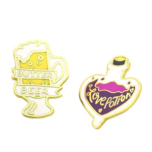 Hot sale reliable custom cute anime style gold plating animals hard enamel lapel pin free design badges brooches