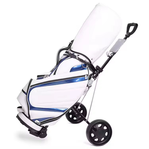 Chariot de golf multifonctionnel à 2 roues en aluminium noir léger, pliable, portable, sac à main, poussée et traction, portée de 10 à 15 km, extérieur - Product Image 1