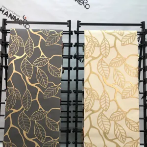 금속 현대 기하학 황금 잎 벽지 coverings 공장 공급 싼 가격 짜임새 돋을새김된 디자인 다색