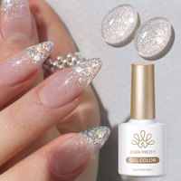 BORN PRETTY 10ml Vernis Gel Semi-Permanent Effet Lumière Élfe Rose Argenté Scintillant pour Manucure Nail Art Soak Off UV LED