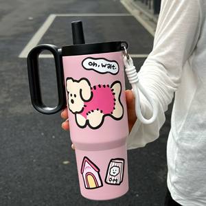 แก้วน้ำ316พกพาลายการ์ตูนสมัยใหม่, แก้วน้ำทิ้งระเบิดน้ำแข็งสูญญากาศพร้อมที่จับสำหรับงานกาแฟหรืองานนำเสนอ - Product Image 3