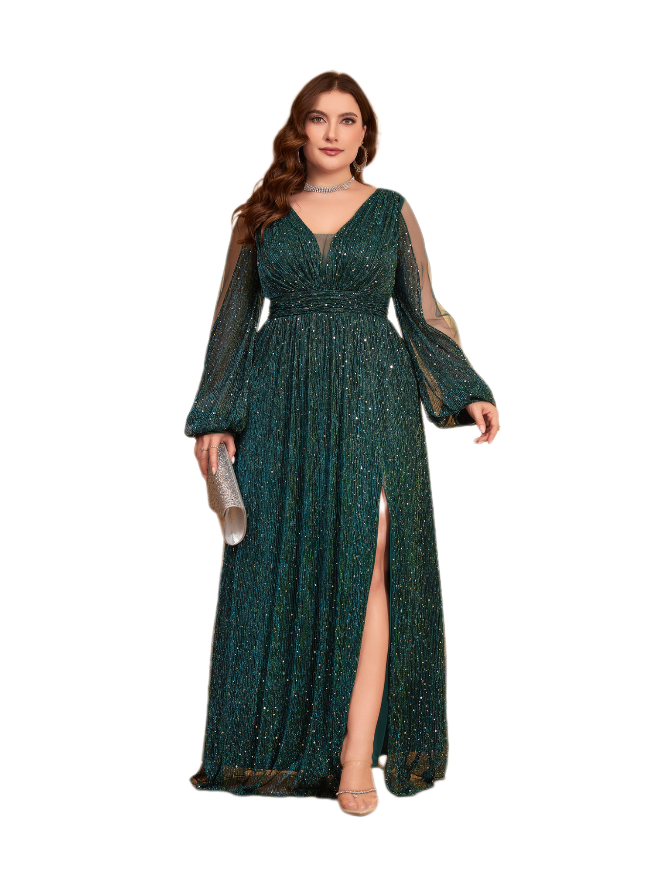 chinese dress ladies Green Evening Gowns for Women Formal Long Sleeve Prom Wedding Guest Party  Dress Elegant Split Long Cocktail Dresses,6065A Green XX-Large at Amazon  Women's Clothing store main image 0
