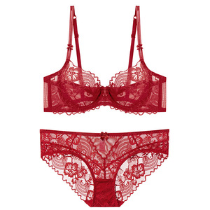 Hot Lace Mesh See Through Underwear <b>Sexy</b> 2 Pcs Ultra-thin Push up Lingerie <b>Set</b> for Women - Product Image 2