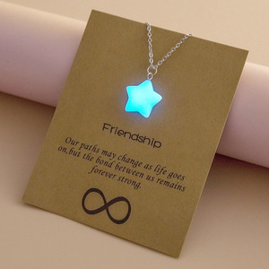 Glow in the Dark Charms <strong>Back</strong> to School Fashion Jewelry Brown Message Card Waterdrop Star Luminous Heart Pendant <strong>Necklace</strong> - Product Image 1