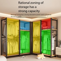 Étagère de rangement multi-niveaux en acier et bois pour vêtements, grande étagère de rangement pour les chambres à coucher