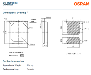OSRAM DURIS E 2835 GW JTLPS1.CM Série CRI90 68LM 0.44W Puce d'éclairage LED blanche avec 2200k-6500k en option - Product Image 6