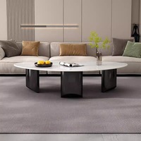 Meubles modernes pour appartement et villa Table basse durable en pierre frittée Table basse unique pour salon de luxe en forme de galet