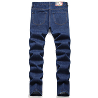 Jeans pour hommes à la mode européenne et américaine, pantalon en denim brodé avec écusson bleu, jean droit ample pour hommes