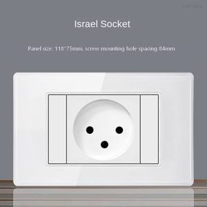 Panel de vidrio templado de cuatro colores, estándar israelí, con interruptor de lámpara de pared de carga rápida USB tipo C, módulo de teléfono y TV satelital. - Product Image 3