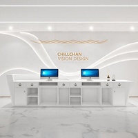 Comptoir d'accueil minimaliste et moderne pour entreprise, réception, magasin créatif, comptoir de bar incurvé, comptoir de caisse peint pour le service commercial