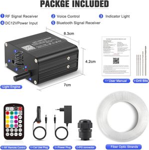 ชุดไฟเบอร์ออปติก LED สำหรับตกแต่งเพดานรถยนต์และบ้าน รุ่น Twinkle Starry Sky 16W จำนวน 200 เส้น ขนาด 0.75 มม. ความยาว 2 เมตร มาตรฐาน IP68 ควบคุมผ่านแอพ/รีโมท พร้อมฟังก์ชั่นควบคุมด้วยเสียงเพลง - Product Image 5