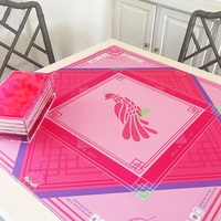 Tapis de Mahjong de jeu de luxe imprimé rose résistant à l'usure Poker Dominos Family Party Game Table Cover Mats