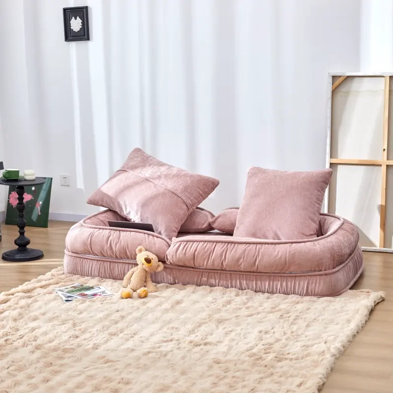 Pouf pliable réglable minimaliste canapé-lit inclinable tissu de velours amovible facile à nettoyer pour une utilisation dans la chambre ou le balcon