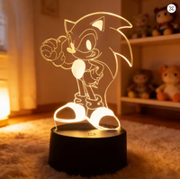 Figurines d'anime Hedgehog Harajuku, lampes de nuit LED 3D, lampes de table mignonnes de dessin animé pour la décoration de la maison et de la chambre, jouets pour enfants, cadeaux